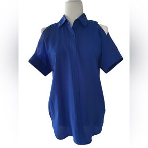 Michael Kors small Blue Cold Shoulder Button Down Shirt